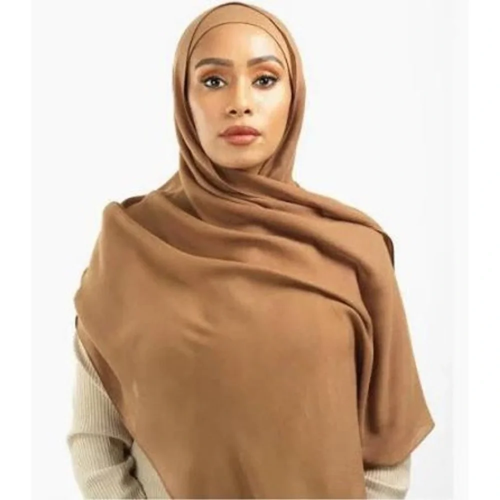 Haute Hijab premium Camel Brown‎ Viscose Lycra Jersey Wrap Scarf Made in UAE